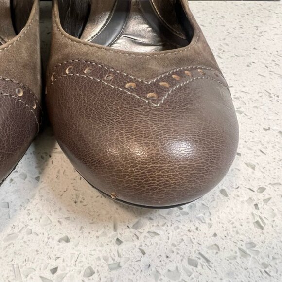 NATURALIZER N5 Comfort Annabelle Leather Suede Brown Pumps 3 Heels Slip On - Picture 11 of 11